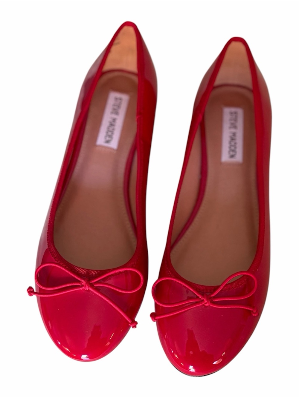Steve Madden Bright Red Patent Bow Ballet Flats